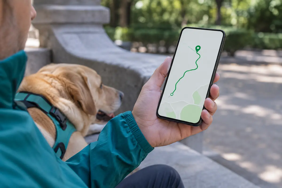 Seguimiento GPS de la ruta de paseo de un perro